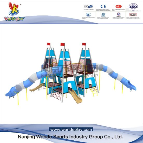 Playset adapté aux besoins du client extérieur d'enfants de parc d'attractions avec la glissière de tunnel