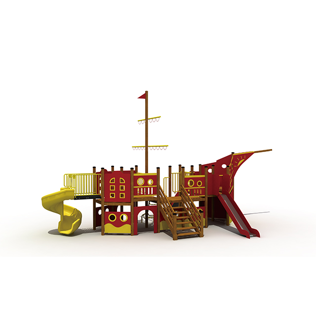 Coffret de jeu en bois de bateau de pirate pour enfants de terrain de jeu extérieur de parc d'attractions